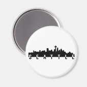 シアトルシティスカイラインシルエットブラックシェイプアメリク マグネット (正面/裏面)