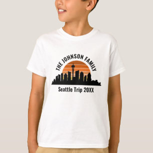 シアトルスカイラインサンセットカスタムバケーションキッズ Tシャツ