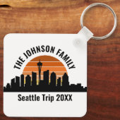 シアトルスカイラインサンセットカスタムファミリーバケーション キーホルダー (裏面)