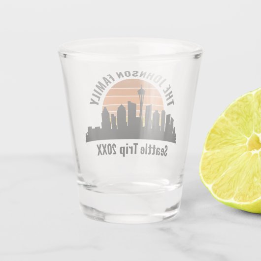 シアトルスカイラインサンセットカスタムファミリーバケーション ショットグラス (裏面)