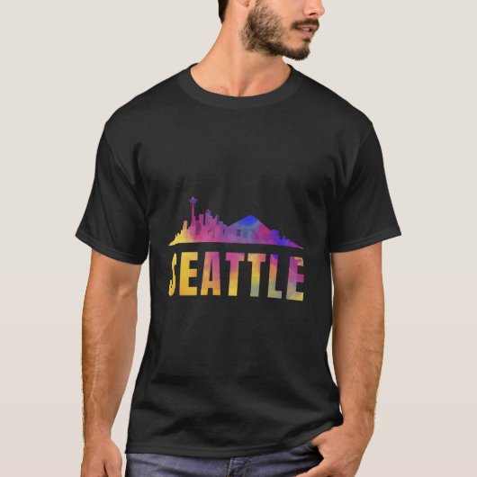シアトルスカイラインシティタウンワシントン州ウサアメ Tシャツ (正面)