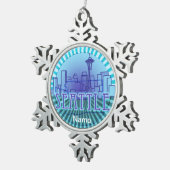 シアトルスカイラインスノーフレークオーナメント スノーフレークピューターオーナメント (右)