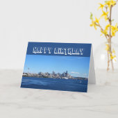 シアトルスカイラインハッピーバースデー カード (黄色い花)