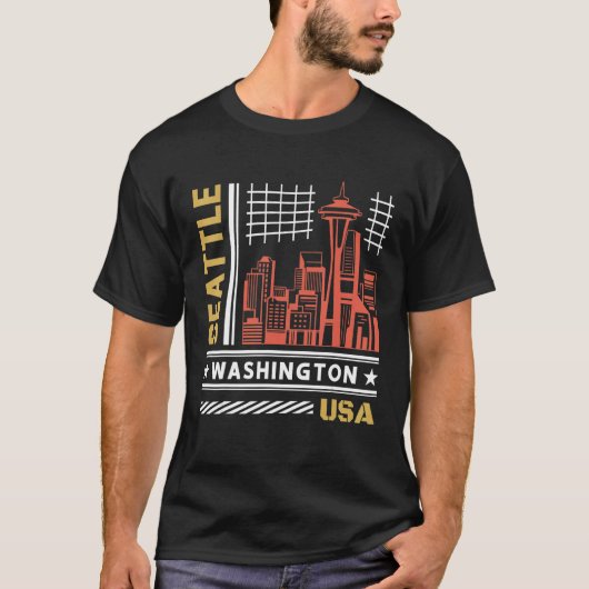 シアトルスカイラインヴィンテージシアトル Tシャツ (正面)