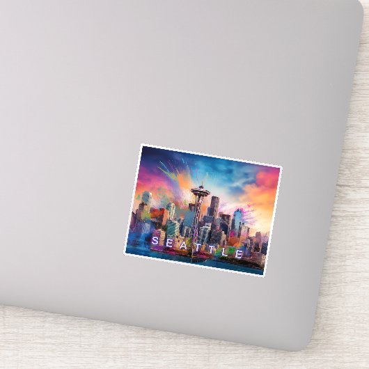 シアトルスカイライン抽象芸術アート シール (詳細)