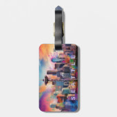 シアトルスカイライン抽象芸術アート ラゲッジタグ (裏面縦)