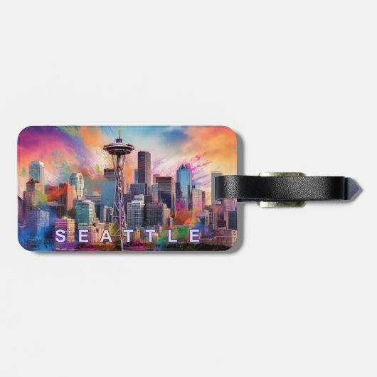 シアトルスカイライン抽象芸術アート ラゲッジタグ (裏面横)