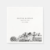 シアトルスカイライン結婚ズ紙カクテルナプキン スタンダードカクテルナプキン (正面)