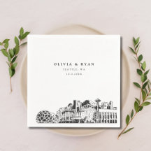 シアトルスカイライン結婚ズ紙カクテルナプキン