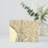 シアトルダウンタウンヴィンテージマップトラベル ポストカード (スタンド正面)