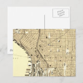 シアトルダウンタウンヴィンテージマップトラベル ポストカード (正面/裏面)