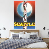 シアトルトーテムポール旅行ポスタープリント キャンバスプリント (インサイチュ (寝室))