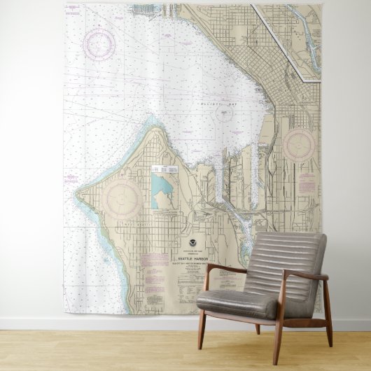 シアトルハーバー – エリオットベイ&デュワミッシュウォーターウェイ タペストリー (インサイチュ)