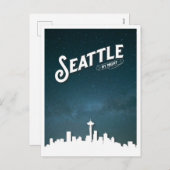 シアトルバイナイトスカイライン – ワシントン州，アメリカ シーズンポストカード (正面/裏面)