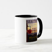 シアトルパイクプレイスマーケットサインアンドウォータービュー マグカップ (正面右)