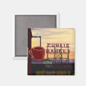 シアトルパイクプレイスマーケットサインアンドウォータービュー マグネット (正面/裏面)