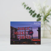 シアトルパイクプレイスマーケットサンセットトラベルフォト ポストカード (スタンド正面)