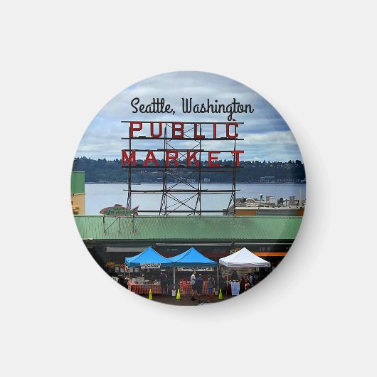シアトルパブリックマーケットセンター#3ラウンドマグネット マグネット (正面)