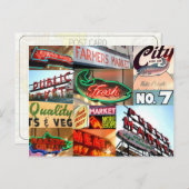 シアトルパブリックマーケットタイポグラフィはがき ポストカード (正面/裏面)