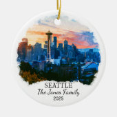 シアトルパーソナライズされたオーナメント、ワシントン・ギフト セラミックオーナメント (正面)