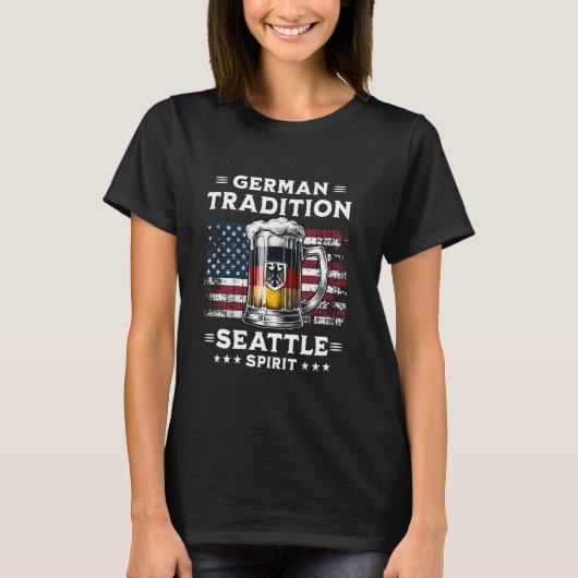 シアトルビール乾燥アメリカ国旗ドイツのイーグル Tシャツ (正面)