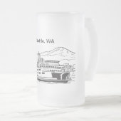 シアトルフェリー&スカイラインアートワシントン州 フロストグラスビールジョッキ (正面右)