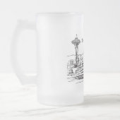 シアトルフェリー&スカイラインアートワシントン州 フロストグラスビールジョッキ (左)