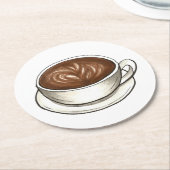 シアトルラテコーヒーカップラテカプチーノバリスタ ラウンドペーパーコースター (アングル)