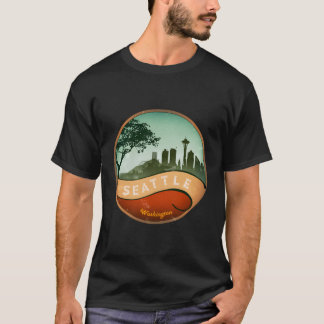 シアトルワシティスカイラインレトロ動揺してヴィンテージS Tシャツ