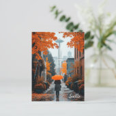 シアトルワシントンでの雨の日 ポストカード (スタンド正面)