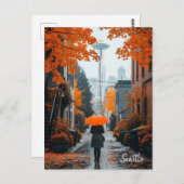 シアトルワシントンでの雨の日 ポストカード (正面/裏面)