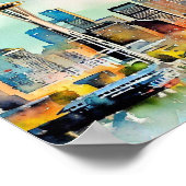 シアトルワシントンシティスカイライン水彩画 ポスター (角)