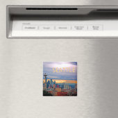 シアトルワシントンスカイラインアットサンセット文字シアトル マグネット (インサイチュ (食洗機))