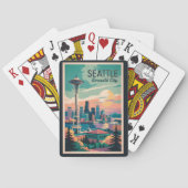 シアトルワシントンスカイライントラベルアートヴィンテージ トランプ (裏面)