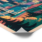 シアトルワシントンスカイライントラベルアートヴィンテージ ポスター (角)