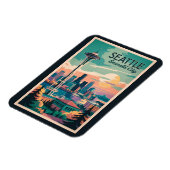 シアトルワシントンスカイライントラベルアートヴィンテージ マグネット (左側)