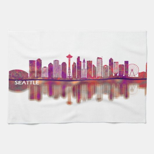 シアトルワシントンスカイライン キッチンタオル (横)