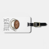 シアトルワシントンラテコーヒーカップパーソナライズされた ラゲッジタグ (正面横)