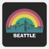 シアトルワシントンレトロサンセットシティスケープ スクエアシール (正面)
