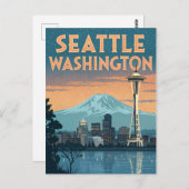 シアトルワシントンレトロスカイライン ポストカード (正面/裏面)