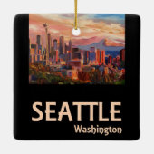シアトルワシントンレトロ旅行ポスター セラミックオーナメント (裏面)