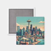 シアトルワシントンヴィンテージ マグネット (正面/裏面)