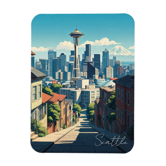 シアトルワシントン宇宙ニードルマウントレイニア マグネット (縦)
