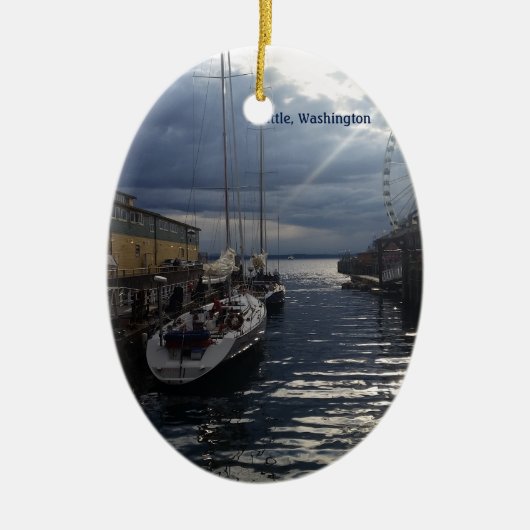 シアトルワシントン州の水辺地帯のピュージェットサウンドのオーナメント セラミックオーナメント (正面)