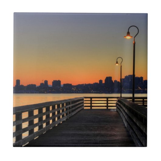 シアトルワシントン州の都心のスカイライン タイル (正面)