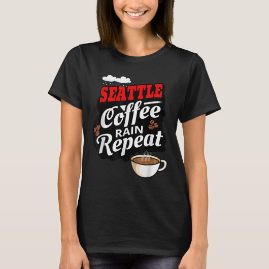 シアトルワシントン州コーヒードリンカー雨 Tシャツ (正面)