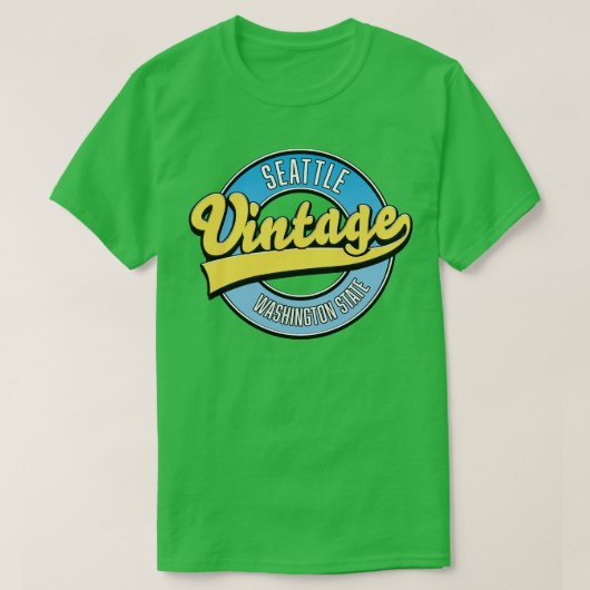 シアトルワシントン州レトロロゴ Tシャツ (デザイン正面)