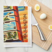 シアトルワシントン州WAの古いヴィンテージ旅行記念品 キッチンタオル (四つ折り)