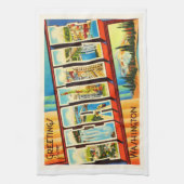 シアトルワシントン州WAの古いヴィンテージ旅行記念品 キッチンタオル (縦)