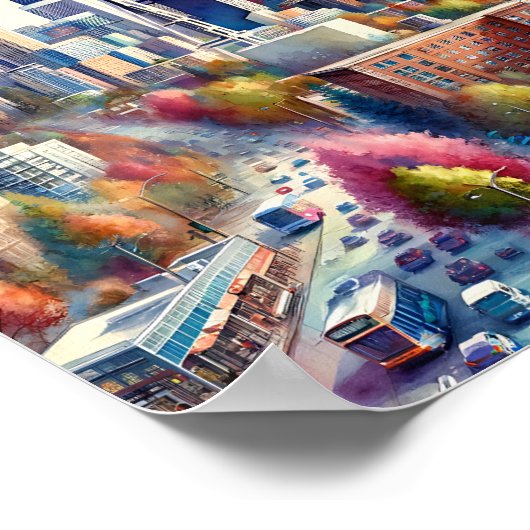 シアトルワシントン有名な旅行の場所の水色 ポスター (角)